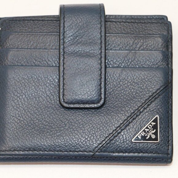 Prada Card Case 2MC049 Men's Bi-Fold Business Card Holder VIT.MICRO GRAIN Baltic - Picture 2 of 14